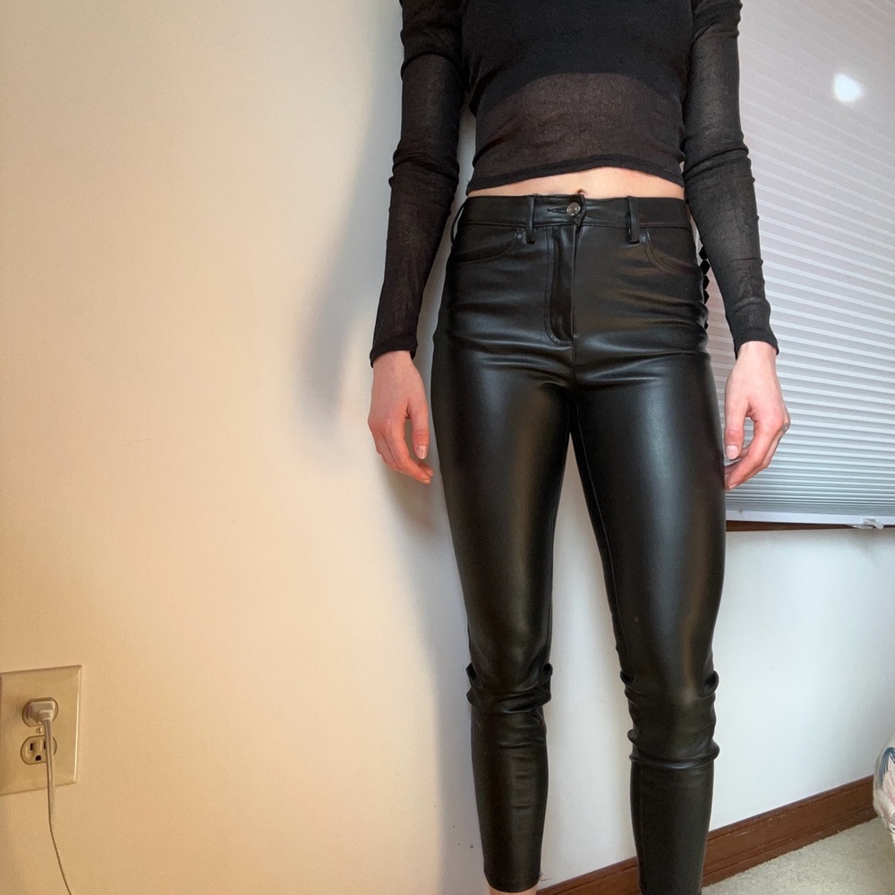 Chic Black Faux Leather Pants